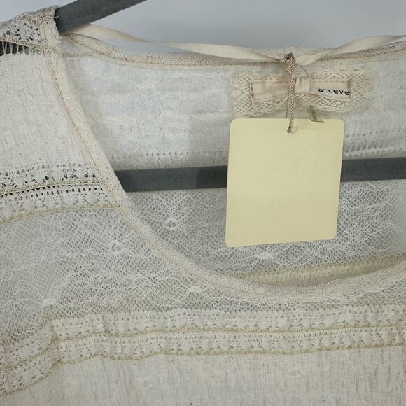 NEW Anthropologie A'Reve Ivory Lace High-Low Blouse Sz Small - Picture 6 of 9